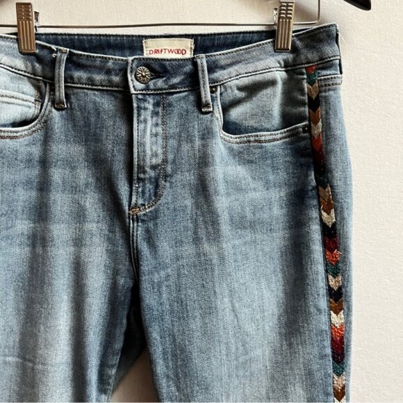 DRIFTWOOD Gray Straight Leg Jeans with Embroidered Detail - Picture 6 of 16